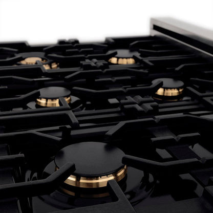 ZLINE Autograph Edition 36 in. 4.6 cu. ft. Legacy Dual Fuel Range with 6 Burner Gas Cooktop and Electric Convection Oven in Stainless Steel with White Matte Door and Matte Black Accents (RAZ-WM-36-MB)
