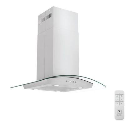 ZLINE 30 in. Alpine Series Convertible Island Mount Range Hood in Stainless Steel and Glass (ALP70IS-30)