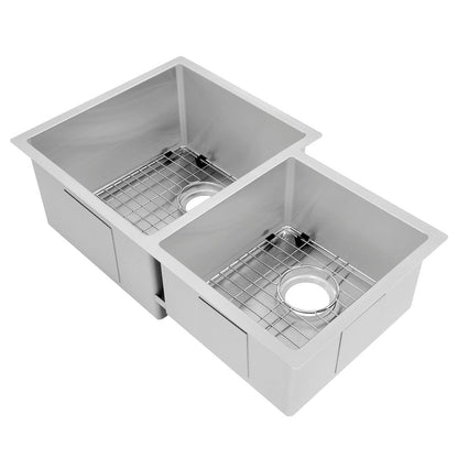 ZLINE 32 in. Jackson Undermount Double Bowl Stainless Steel Kitchen Sink with Bottom Grid (SRDR-32)