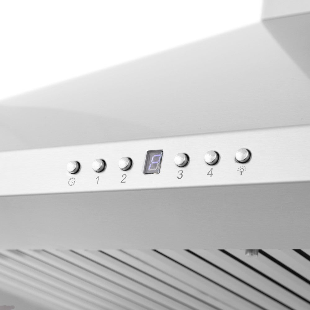 ZLINE 30 in. CrownSound™ Ducted Vent Wall Mount Range Hood in Stainless Steel with Built-in Bluetooth Speakers (KF1CRN-BT-30)