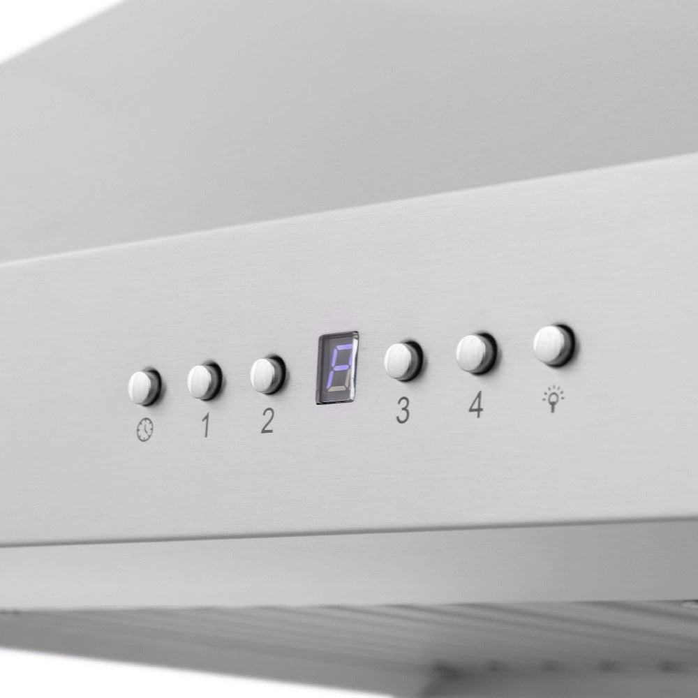 ZLINE 30 in. CrownSound™ Ducted Vent Wall Mount Range Hood in Stainless Steel with Built-in Bluetooth Speakers (KF2CRN-BT-30)