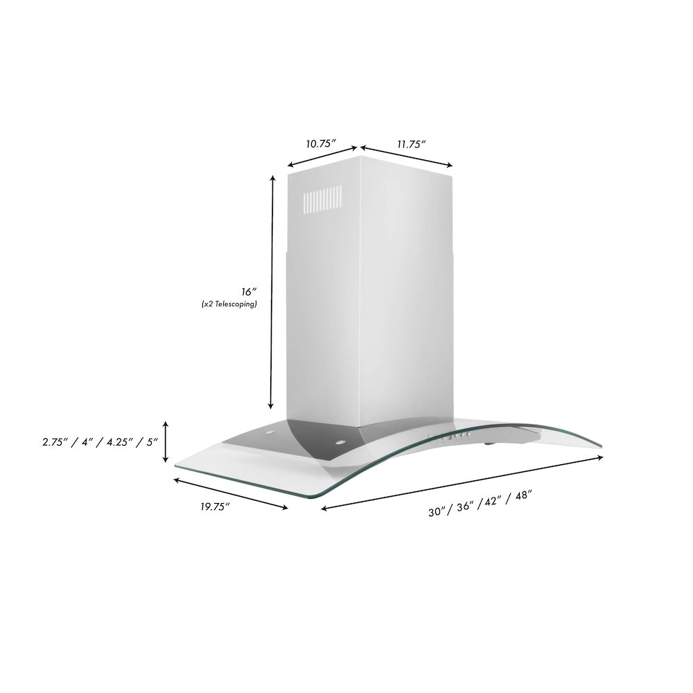 ZLINE 48 in. Convertible Vent Wall Mount Range Hood in Stainless Steel and Glass (KN4-48)