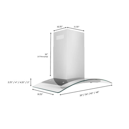 ZLINE 48 in. Convertible Vent Wall Mount Range Hood in Stainless Steel and Glass (KN4-48)