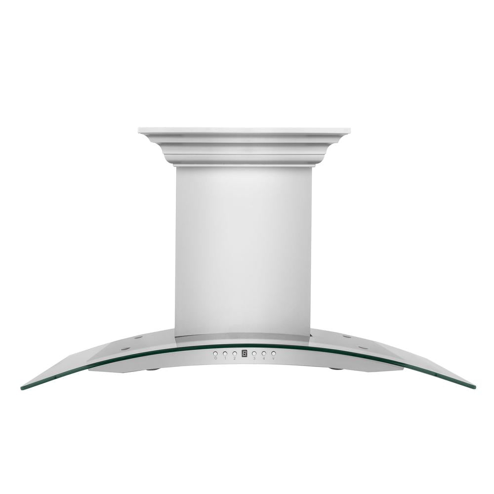 ZLINE 36 in. CrownSound™ Ducted Vent Wall Mount Range Hood in Stainless Steel and Glass with Built-in Bluetooth Speakers (KN4CRN-BT-36)