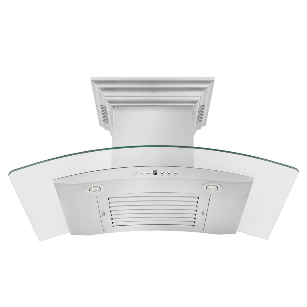 ZLINE 30 in. CrownSound™ Ducted Vent Wall Mount Range Hood in Stainless Steel and Glass with Built-in Bluetooth Speakers (KN4CRN-BT-30)