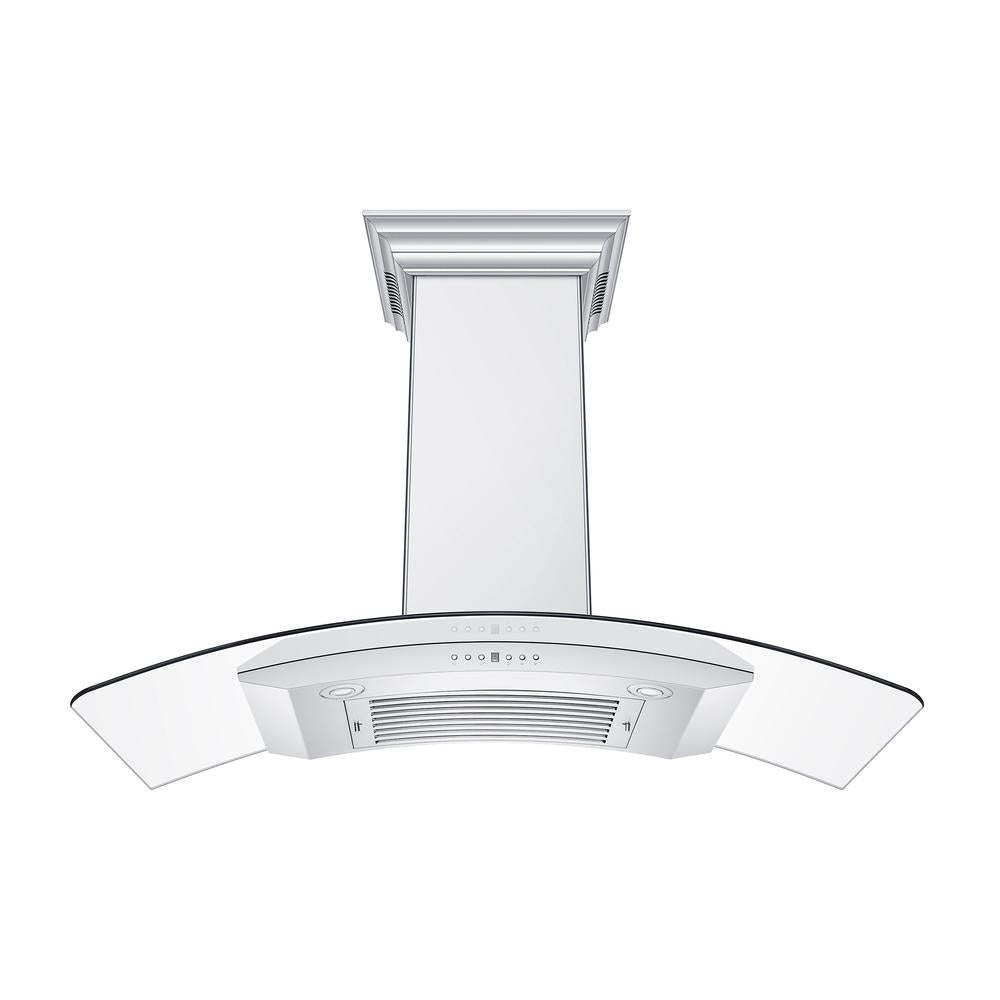 ZLINE 48 in. CrownSound™ Ducted Vent Wall Mount Range Hood in Stainless Steel and Glass with Built-in Bluetooth Speakers (KN4CRN-BT-48)