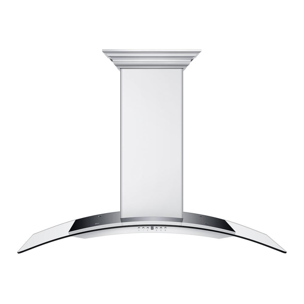 ZLINE 48 in. CrownSound™ Ducted Vent Wall Mount Range Hood in Stainless Steel and Glass with Built-in Bluetooth Speakers (KN4CRN-BT-48)