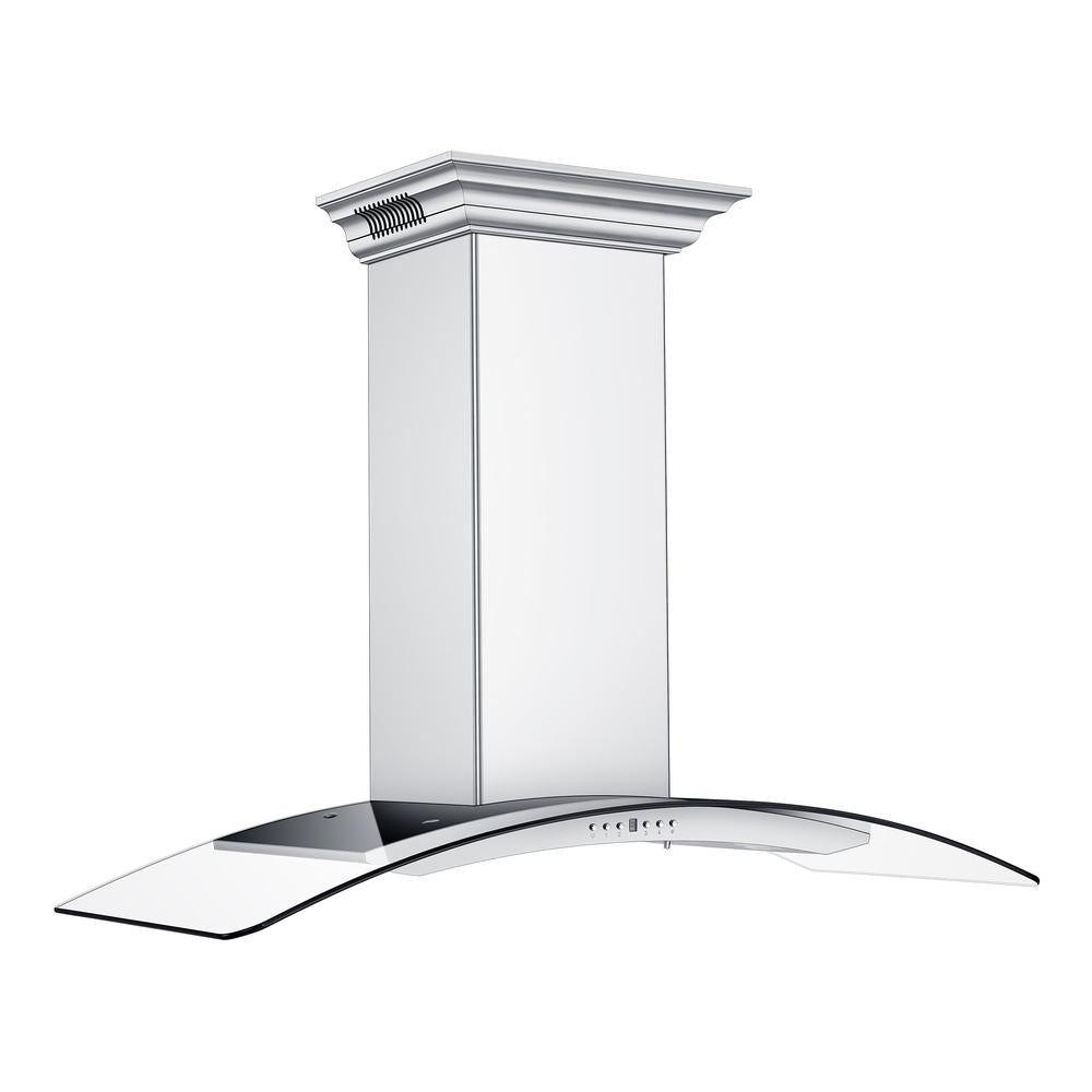ZLINE 48 in. CrownSound™ Ducted Vent Wall Mount Range Hood in Stainless Steel and Glass with Built-in Bluetooth Speakers (KN4CRN-BT-48)