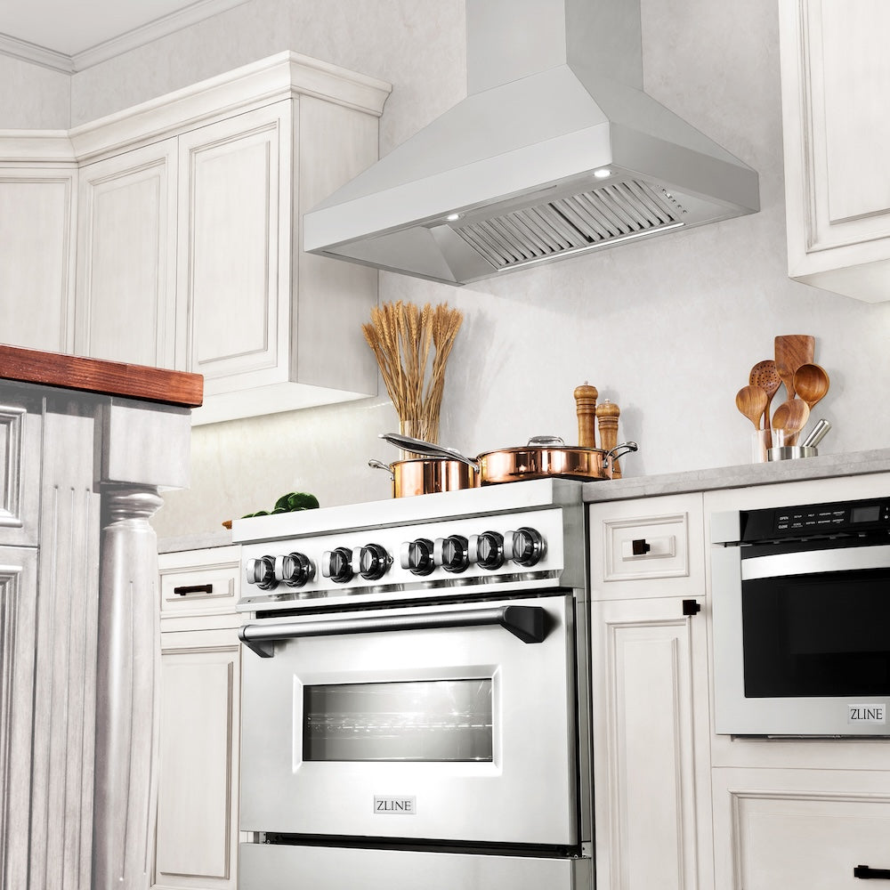 ZLINE 36 in. Professional Convertible Vent Wall Mount Range Hood in Stainless Steel (597-36)