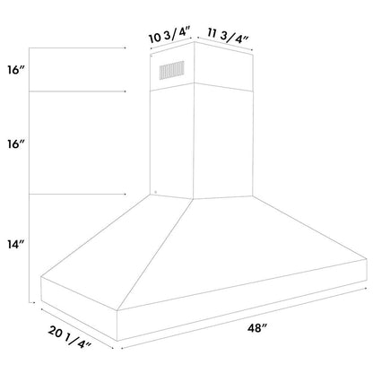 ZLINE 48 in. Professional Convertible Vent Wall Mount Range Hood in Stainless Steel (597-48)
