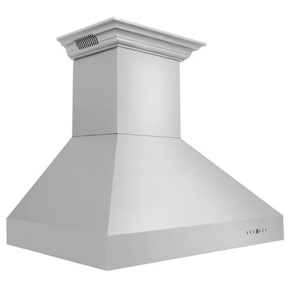 ZLINE 36 in. CrownSound™ Ducted Vent Wall Mount Range Hood in Stainless Steel with Built-in Bluetooth Speakers (667CRN-BT-36)