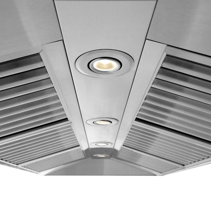 ZLINE 48 in. CrownSound™ Ducted Vent Wall Mount Range Hood in Stainless Steel with Built-in Bluetooth Speakers (667CRN-BT-48)