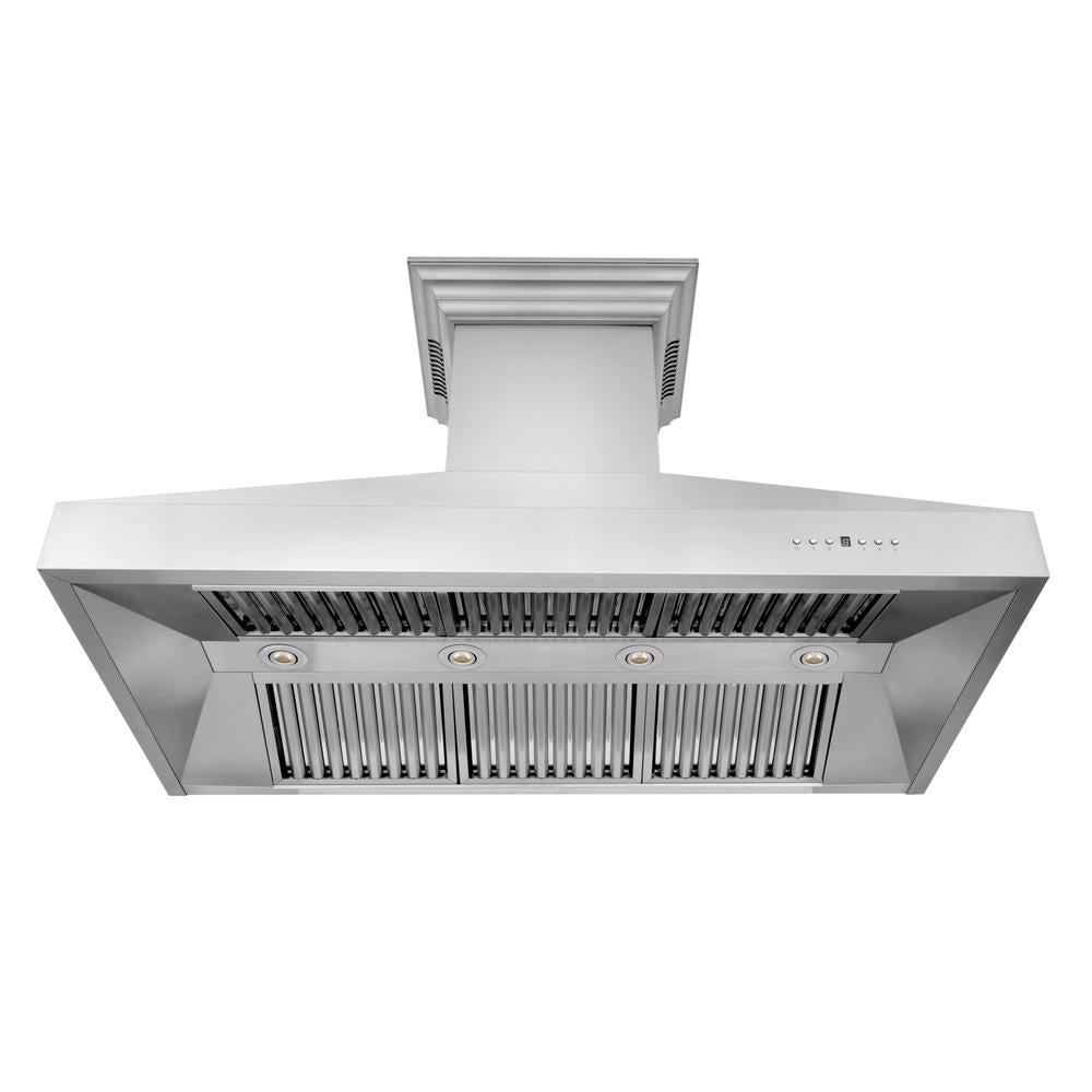 ZLINE 48 in. CrownSound™ Ducted Vent Wall Mount Range Hood in Stainless Steel with Built-in Bluetooth Speakers (667CRN-BT-48)