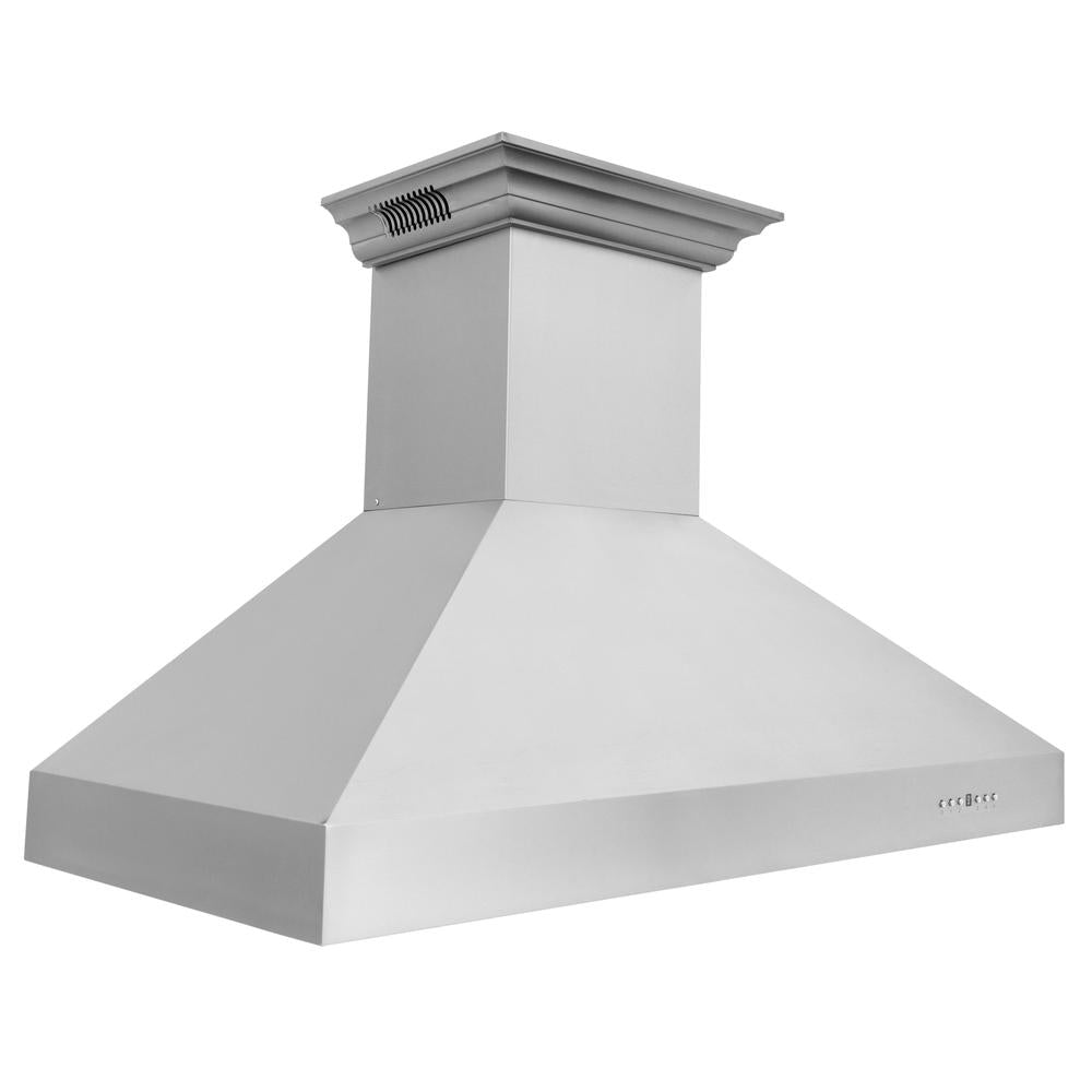 ZLINE 48 in. CrownSound™ Ducted Vent Wall Mount Range Hood in Stainless Steel with Built-in Bluetooth Speakers (667CRN-BT-48)