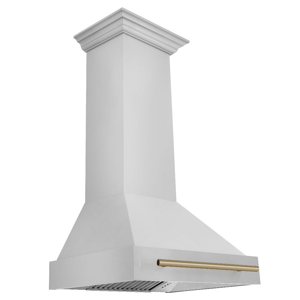ZLINE Autograph Edition 36 in. Kitchen Package with Stainless Steel Dual Fuel Range, Range Hood and Dishwasher with Champagne Bronze Accents (3AKP-RARHDWM36-CB)