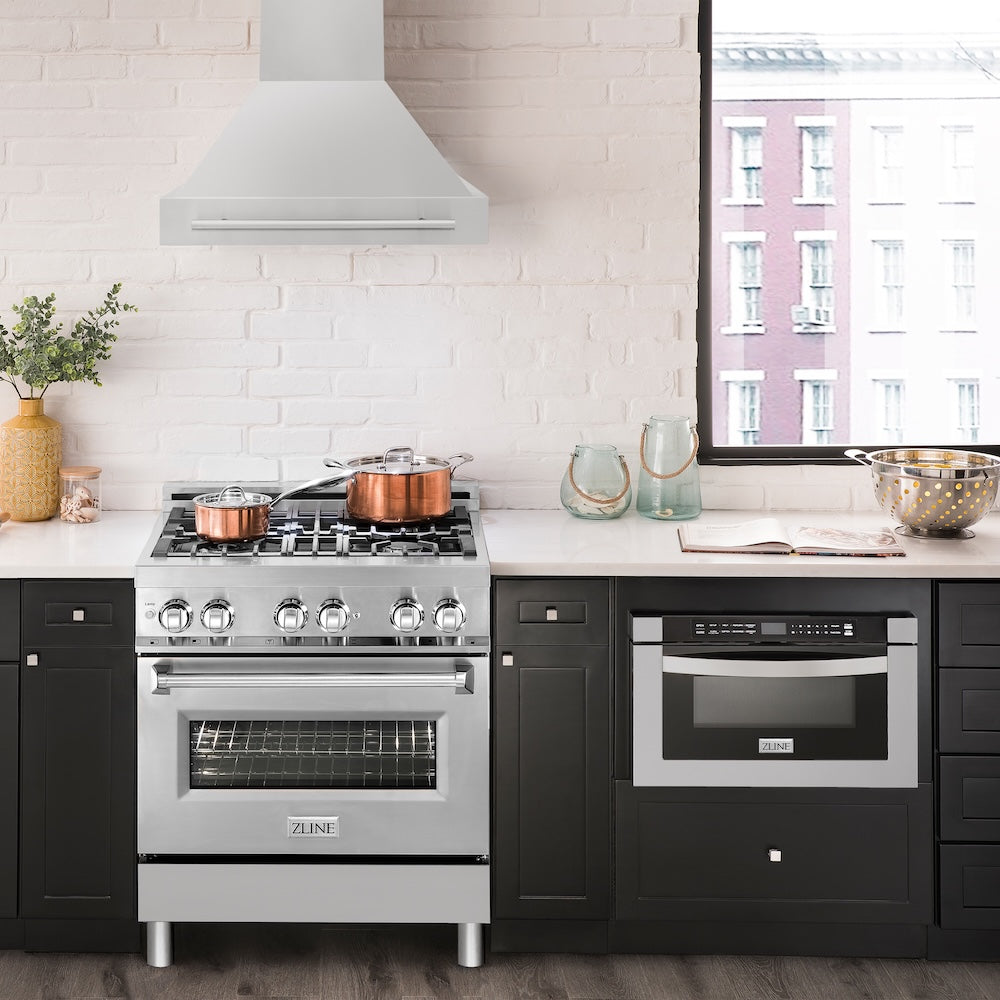 ZLINE 30 in. Stainless Steel Range Hood with Stainless Steel Handle (8654STX-30)