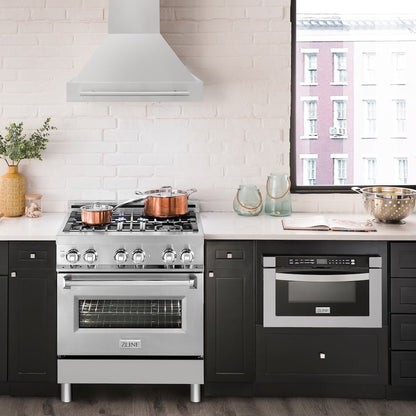 ZLINE 30 in. Stainless Steel Range Hood with Stainless Steel Handle (8654STX-30)