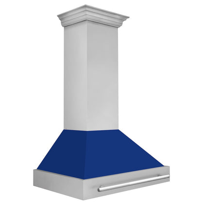 ZLINE 36 in. Stainless Steel Range Hood with Blue Gloss Shell and Stainless Steel Handle (8654STX-BG-36)