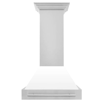 ZLINE 30 in. Stainless Steel Range Hood with White Matte Shell and Stainless Steel Handle (8654STX-WM-30)