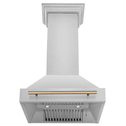 ZLINE Autograph Edition 30 in. Kitchen Package with Stainless Steel Dual Fuel Range, Range Hood, Dishwasher and Refrigerator with Champagne Bronze Accents (4KAPR-RARHDWM30-CB)