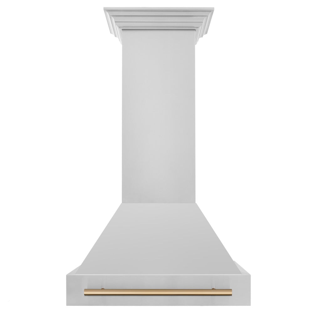 ZLINE Autograph Edition 30 in. Stainless Steel Range Hood with Stainless Steel Shell and Champagne Bronze Handle (8654STZ-30-CB)