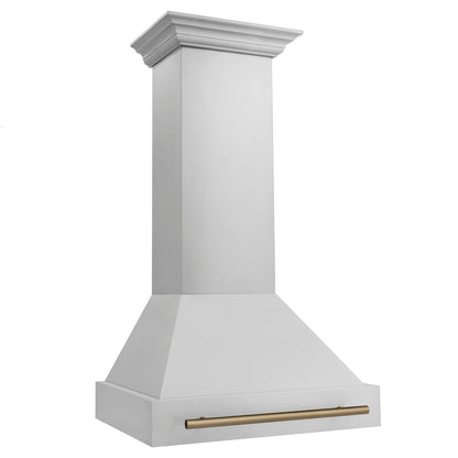 ZLINE Autograph Edition 30 in. Stainless Steel Range Hood with Stainless Steel Shell and Champagne Bronze Handle (8654STZ-30-CB)