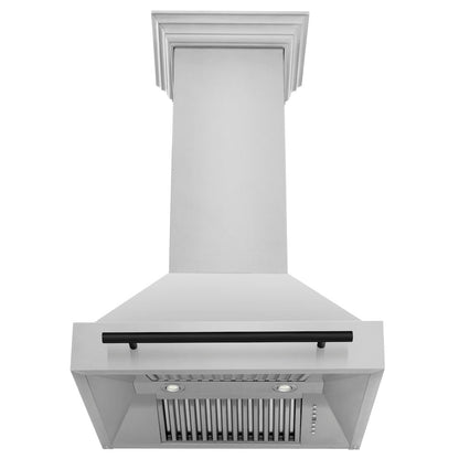 ZLINE Autograph Edition 30 in. Stainless Steel Range Hood with Stainless Steel Shell and Matte Black Handle (8654STZ-30-MB)