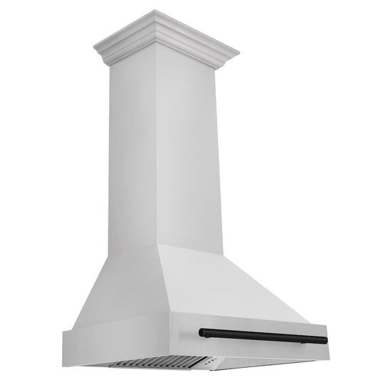 ZLINE Autograph Edition 30 in. Stainless Steel Range Hood with Stainless Steel Shell and Matte Black Handle (8654STZ-30-MB)