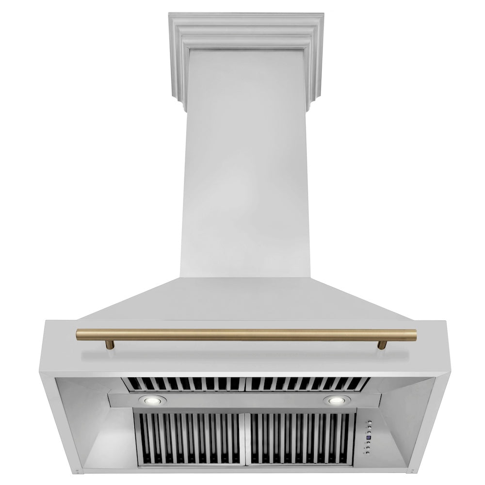 ZLINE Autograph Edition 36 in. Stainless Steel Range Hood with Stainless Steel Shell and Champagne Bronze Handle (8654STZ-36-CB)