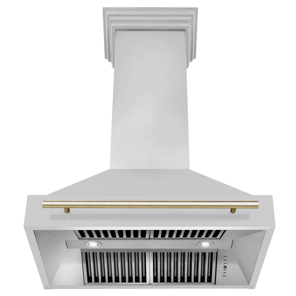 ZLINE Autograph Edition 36 in. Kitchen Package with Stainless Steel Dual Fuel Range, Range Hood and Dishwasher with Polished Gold Accents (3AKP-RARHDWM36-G)