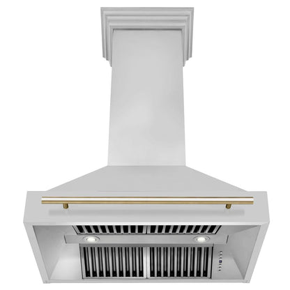 ZLINE Autograph Edition 36 in. Kitchen Package with Stainless Steel Dual Fuel Range, Range Hood and Dishwasher with Polished Gold Accents (3AKP-RARHDWM36-G)