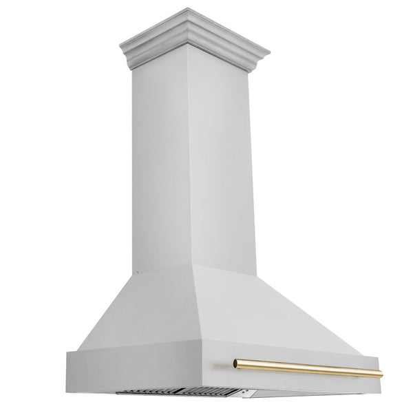 ZLINE Autograph Edition 36 in. Stainless Steel Range Hood with Stainless Steel Shell and Polished Gold Handle (8654STZ-36-G)