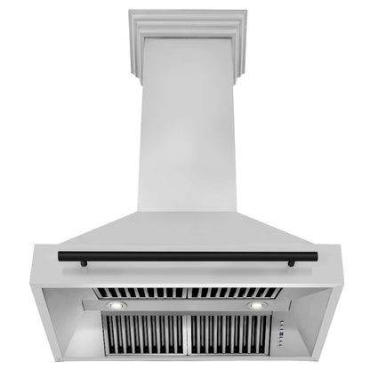 ZLINE Autograph Edition 36 in. Kitchen Package with Stainless Steel Dual Fuel Range, Range Hood, Dishwasher and Refrigerator Including External Water Dispenser with Matte Black Accents (4AKPR-RARHDWM36-MB)