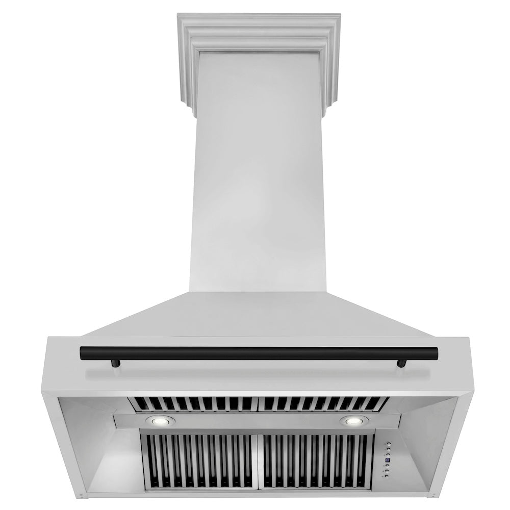 ZLINE Autograph Edition 36 in. Stainless Steel Range Hood with Stainless Steel Shell and Matte Black Handle (8654STZ-36-MB)