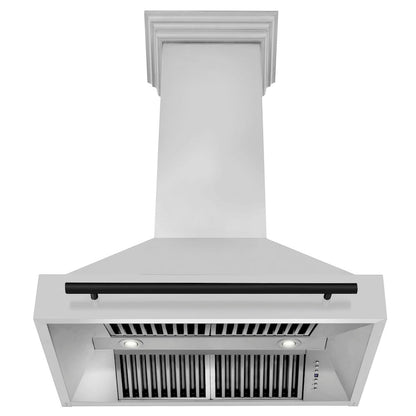 ZLINE Autograph Edition 36 in. Stainless Steel Range Hood with Stainless Steel Shell and Matte Black Handle (8654STZ-36-MB)
