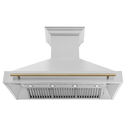 ZLINE Autograph Edition 48 in. Stainless Steel Range Hood with Stainless Steel Shell and Champagne Bronze Handle (8654STZ-48-CB)