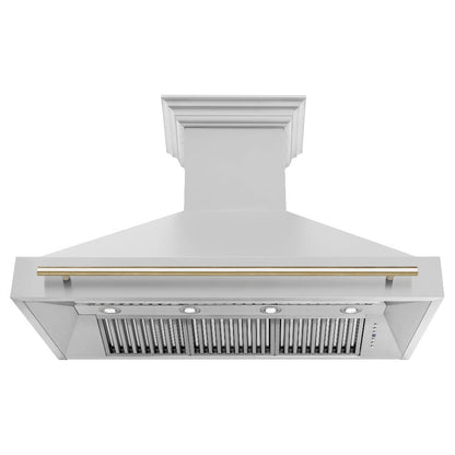 ZLINE Autograph Edition 48 in. Kitchen Package with Stainless Steel Dual Fuel Range, Range Hood, Dishwasher and Refrigerator with Polished Gold Accents (4KAPR-RARHDWM48-G)