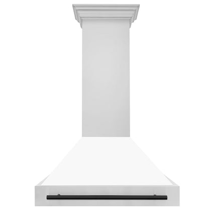 ZLINE Autograph Edition 36 in. Stainless Steel Range Hood with White Matte Shell and Matte Black Handle (8654STZ-WM36-MB)