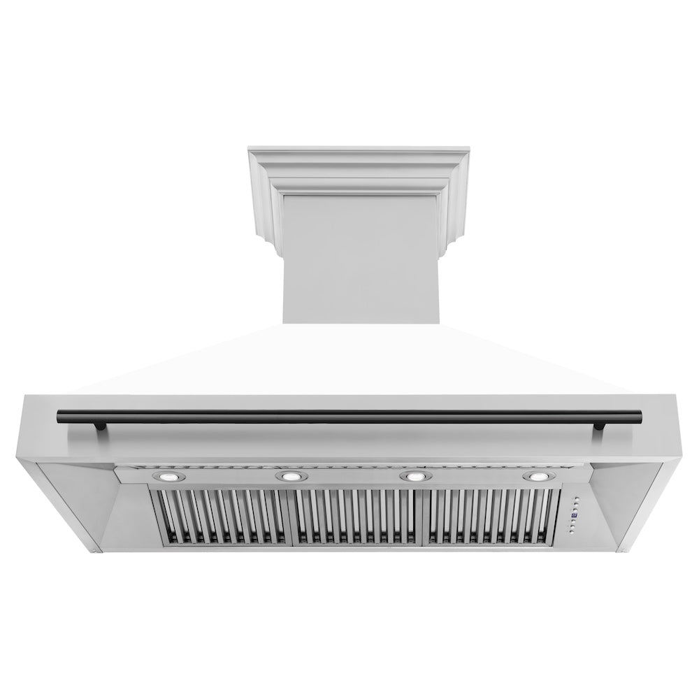 ZLINE Autograph Edition 48 in. Stainless Steel Range Hood with White Matte Shell and Matte Black Handle (8654STZ-WM48-MB)