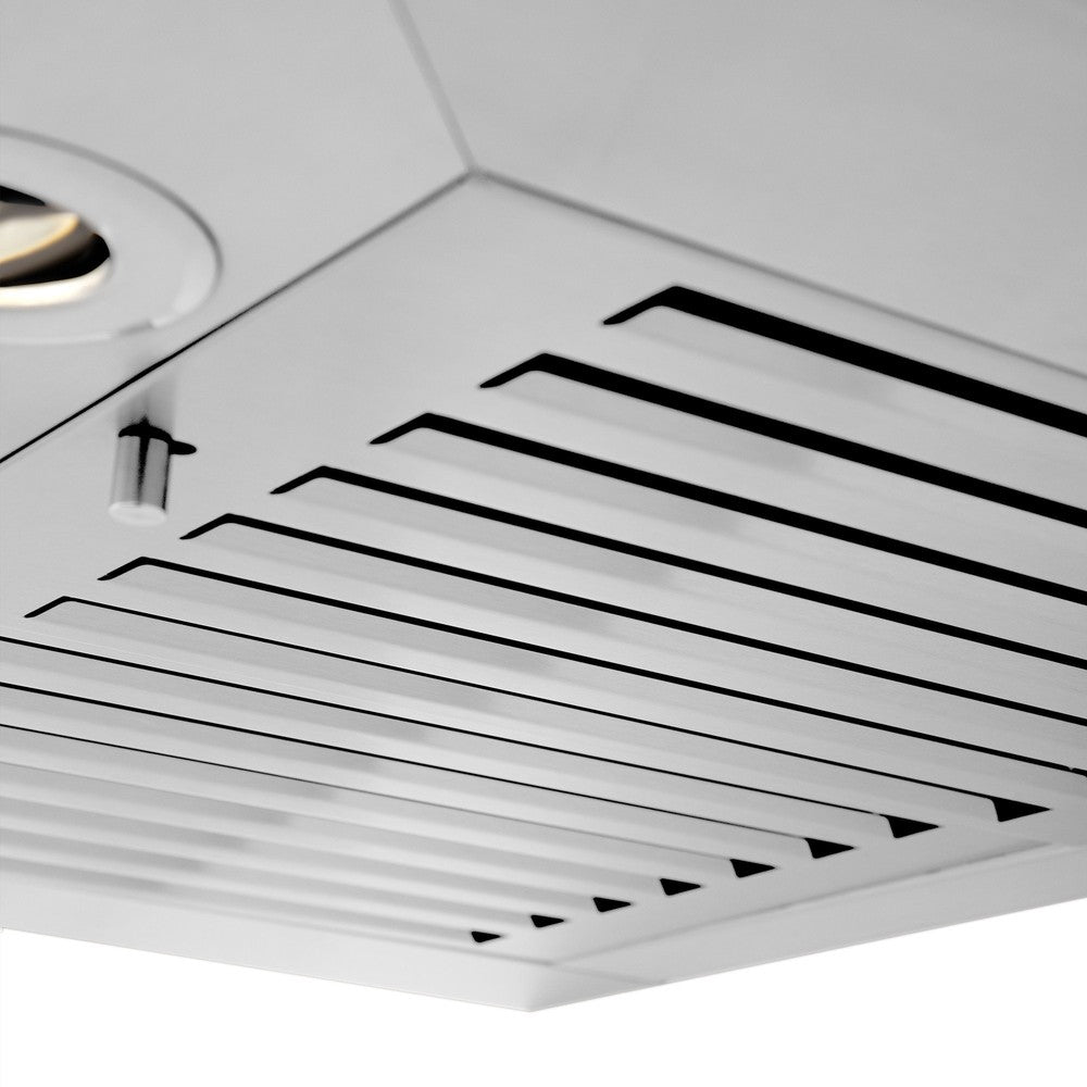 ZLINE 42 in. Convertible Vent Wall Mount Range Hood in Stainless Steel with Crown Molding (KECRN-42)