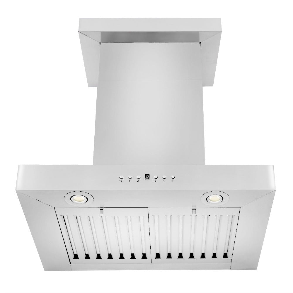ZLINE 30 in. Convertible Vent Wall Mount Range Hood in Stainless Steel with Crown Molding (KECRN-30)
