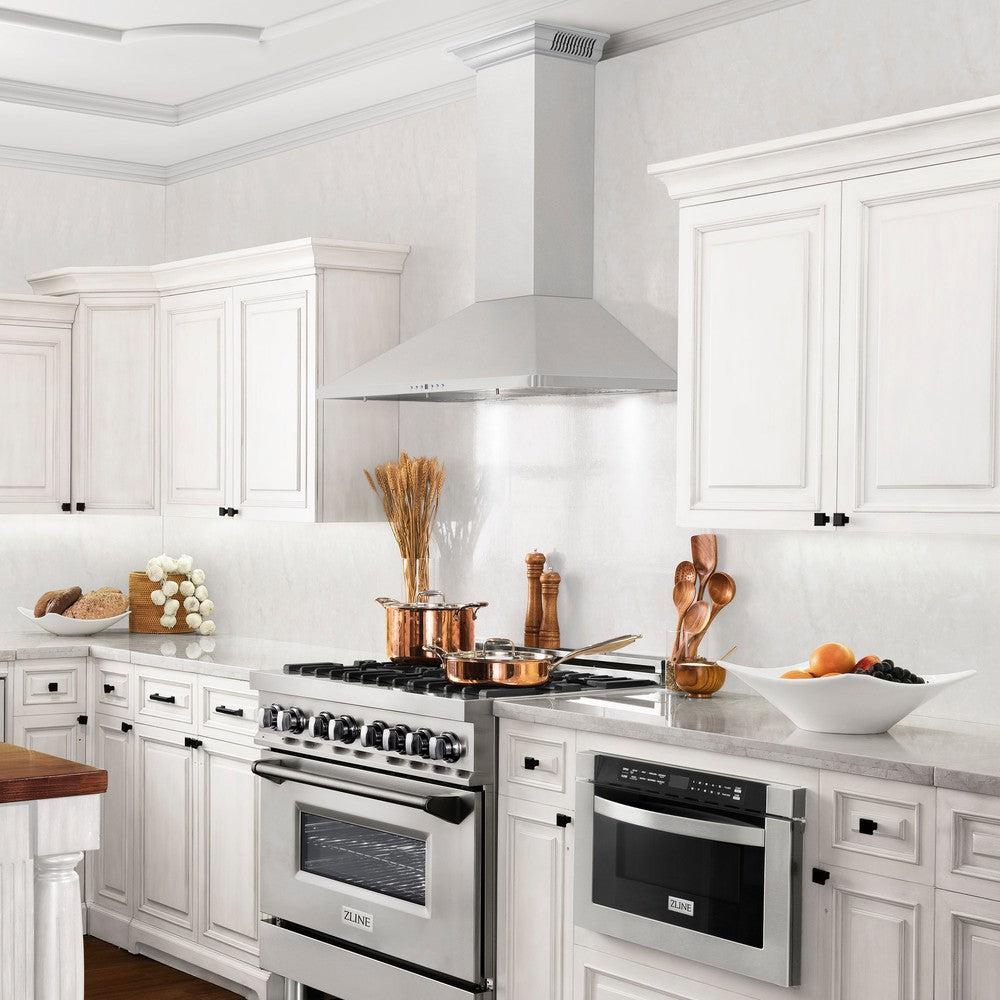 ZLINE 30 in. CrownSound™ Ducted Vent Wall Mount Range Hood in Stainless Steel with Built-in Bluetooth Speakers (KF1CRN-BT-30)