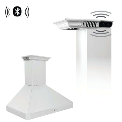 ZLINE 30 in. CrownSound™ Ducted Vent Wall Mount Range Hood in Stainless Steel with Built-in Bluetooth Speakers (KF2CRN-BT-30)