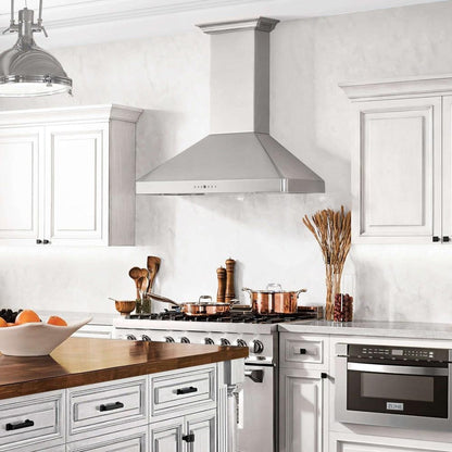 ZLINE 30 in. CrownSound™ Ducted Vent Wall Mount Range Hood in Stainless Steel with Built-in Bluetooth Speakers (KF2CRN-BT-30)