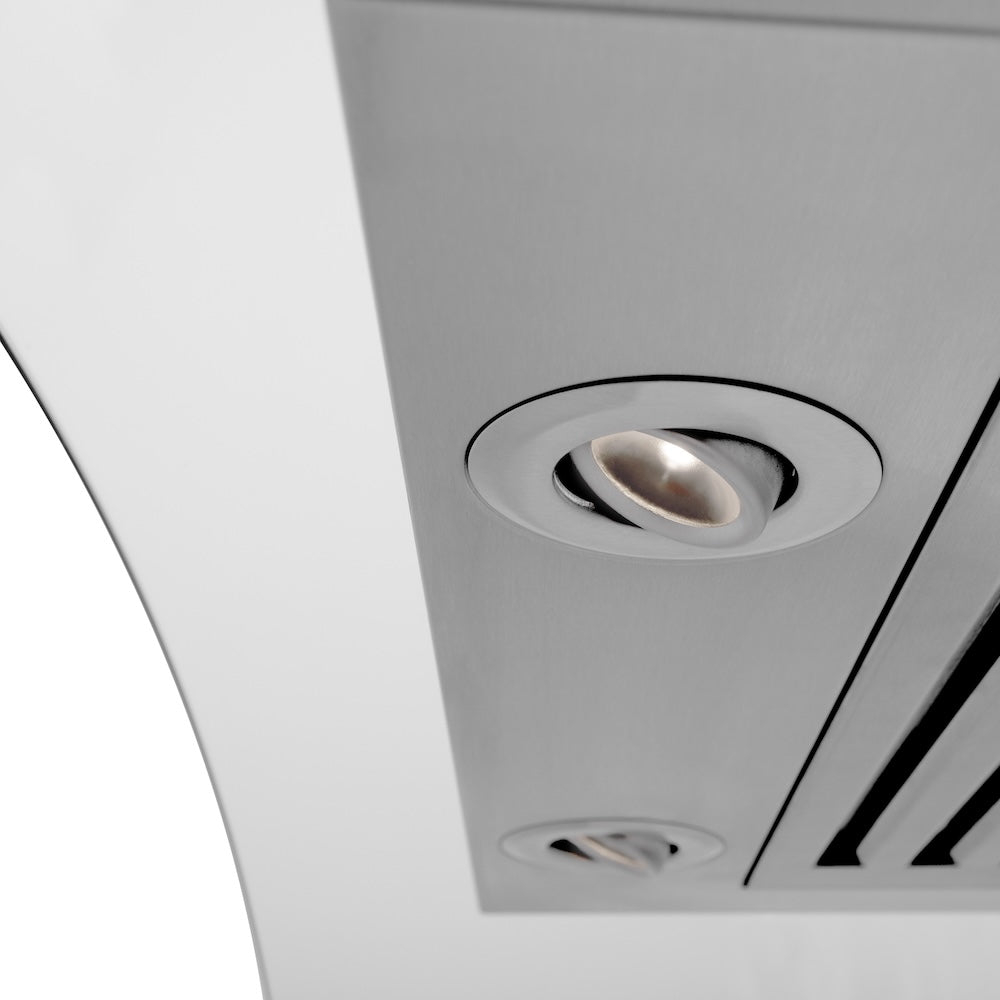 ZLINE 36 in. CrownSound™ Ducted Vent Wall Mount Range Hood in Stainless Steel and Glass with Built-in Bluetooth Speakers (KZCRN-BT-36)
