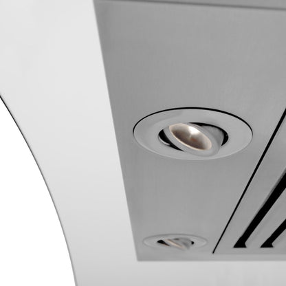 ZLINE 36 in. CrownSound™ Ducted Vent Wall Mount Range Hood in Stainless Steel and Glass with Built-in Bluetooth Speakers (KZCRN-BT-36)