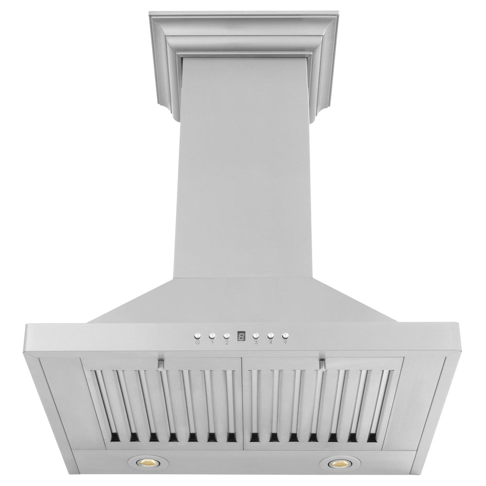 ZLINE 24 in. Convertible Vent Wall Mount Range Hood in Stainless Steel with Crown Molding (KBCRN-24)