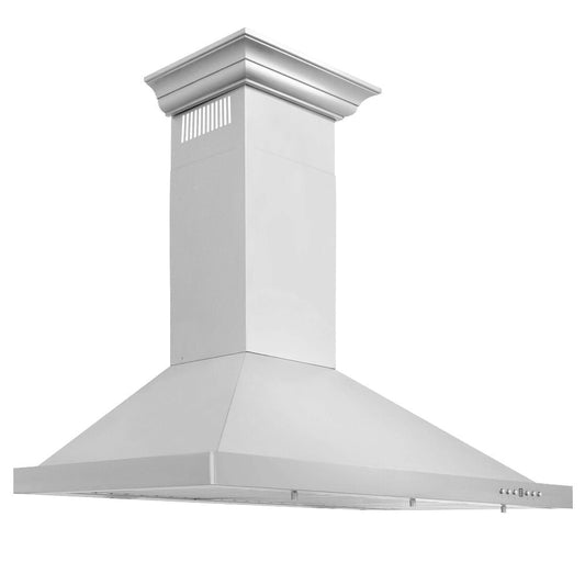 ZLINE 48 in. Convertible Vent Wall Mount Range Hood in Stainless Steel with Crown Molding (KBCRN-48)