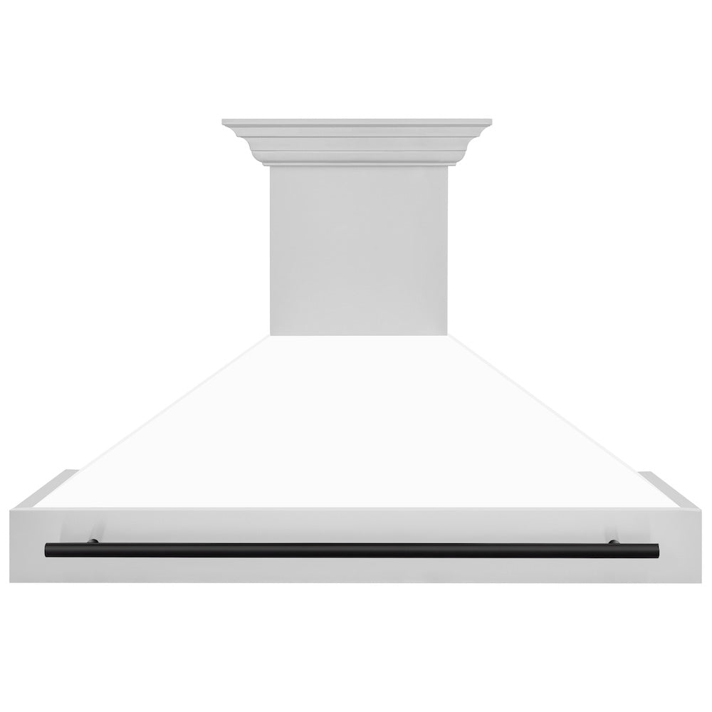 ZLINE Autograph Edition 48 in. Stainless Steel Range Hood with White Matte Shell and Matte Black Handle (8654STZ-WM48-MB)
