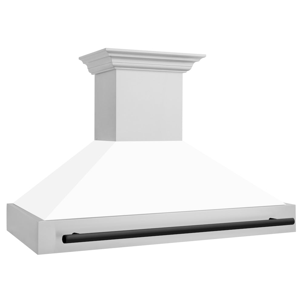 ZLINE Autograph Edition 48 in. Stainless Steel Range Hood with White Matte Shell and Matte Black Handle (8654STZ-WM48-MB)